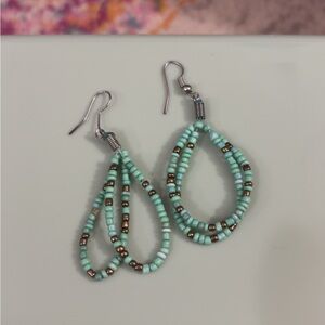 Turquoise and Bronze Beaded Earrings